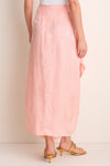 Peach Myanmar Silk Jacquard Midi Skirt