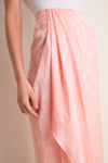 Peach Myanmar Silk Jacquard Midi Skirt