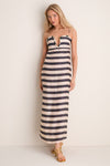 Navy Stripes Antonia Linen Midi Dress