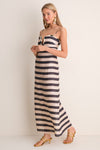 Navy Stripes Antonia Linen Midi Dress