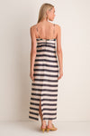 Navy Stripes Antonia Linen Midi Dress