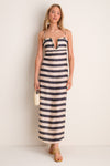 Navy Stripes Antonia Linen Midi Dress