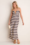 Navy Stripes Antonia Linen Midi Dress