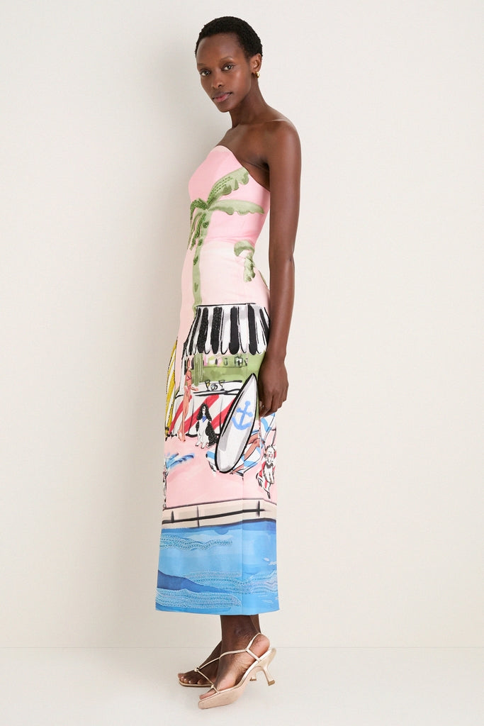 bustier maxi dress Riveria Print Ava Bustier Maxi Dress