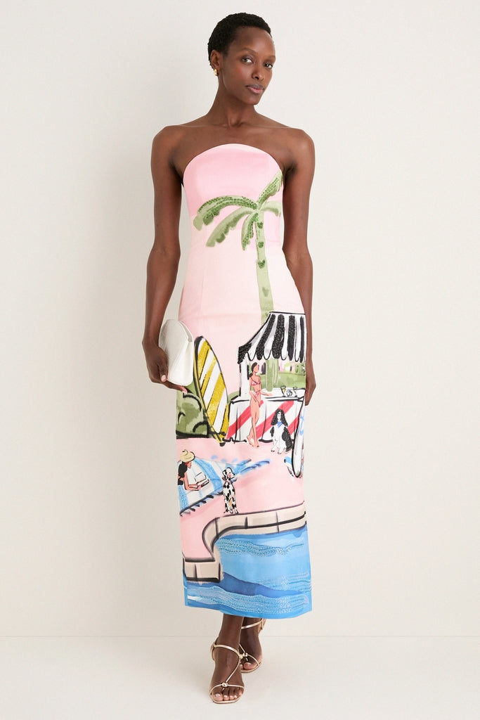 maxi bustier dress Riveria Print Ava Bustier Maxi Dress