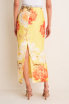 Yellow Peony Print Kyra Embellished Maxi Skirt