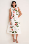 Snow Vine Print Cleo Applique Midi Dress