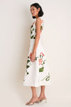 Snow Vine Print Cleo Applique Midi Dress