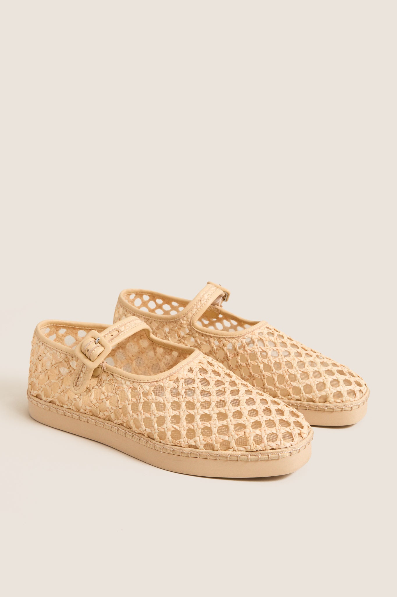 Natural Crochet Raffia Rita Flats