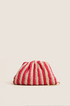 Red and Natural Crochet Striped Bailey Clutch