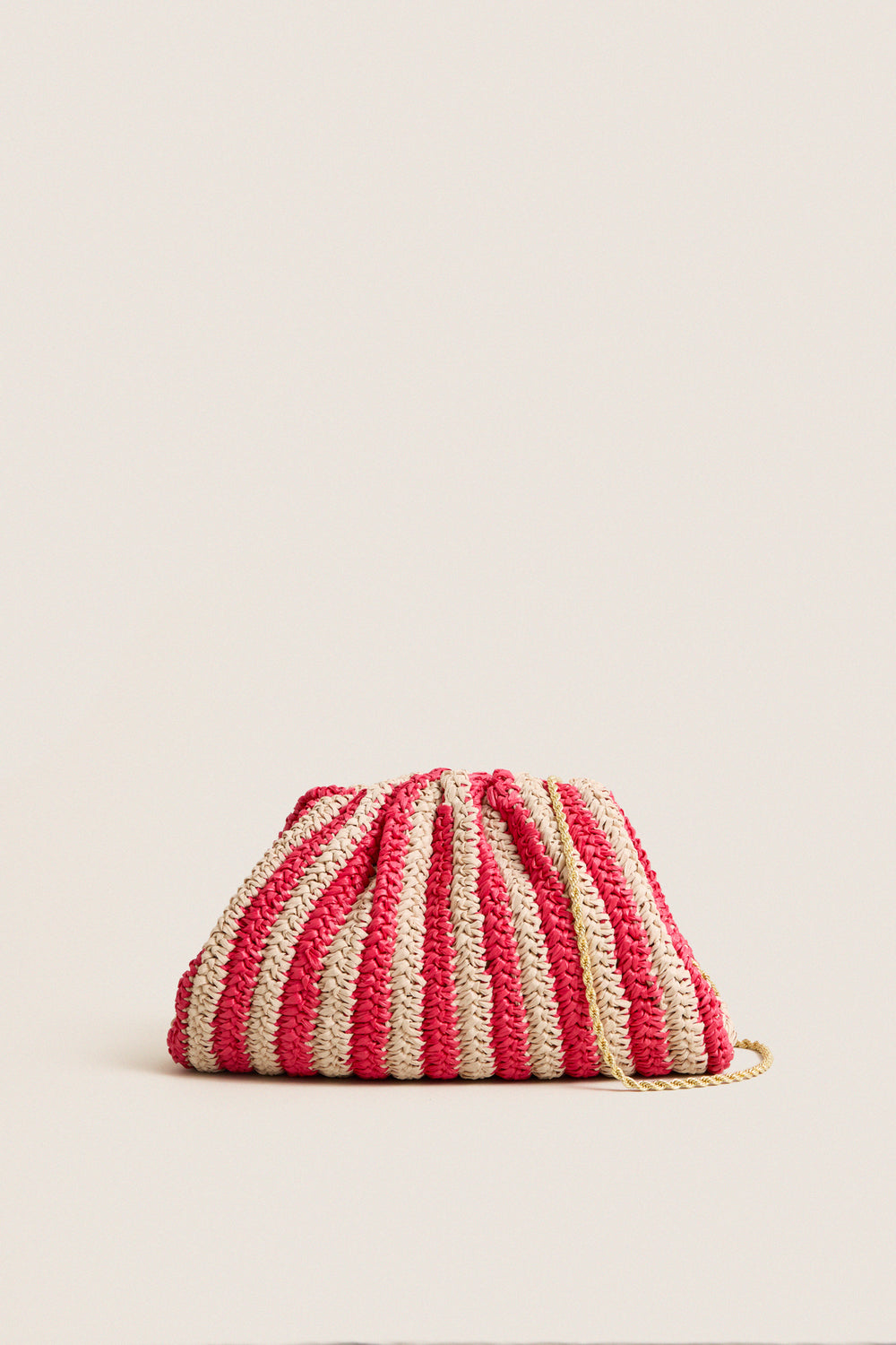 Red and Natural Crochet Striped Bailey Clutch