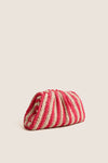 Red and Natural Crochet Striped Bailey Clutch