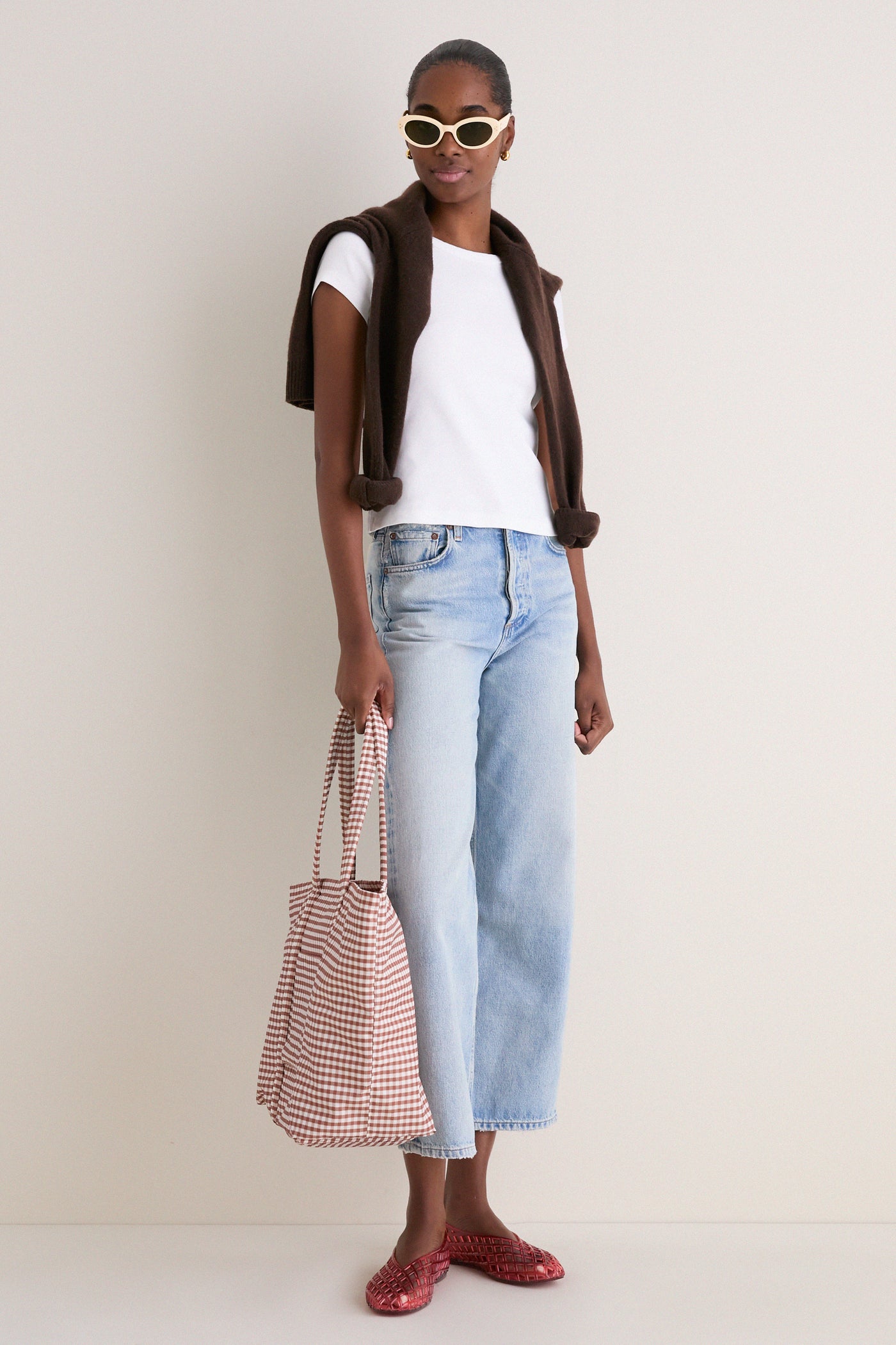 Brown Gingham Dina Tote