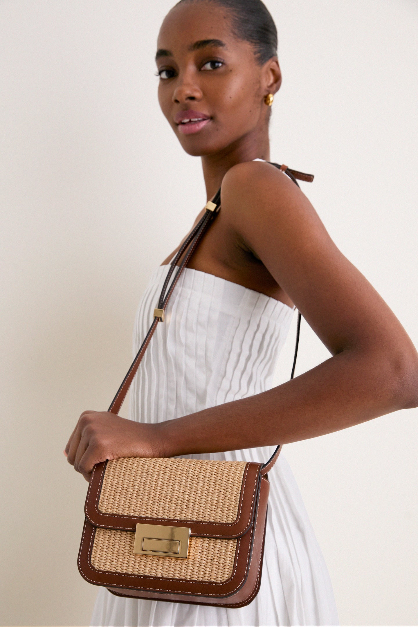 Natural Straw Desi Crossbody Bag