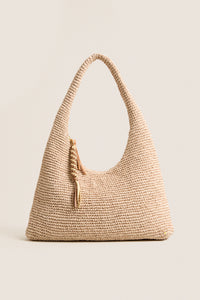 Natural Crochet Raffia Willow Tote Bag