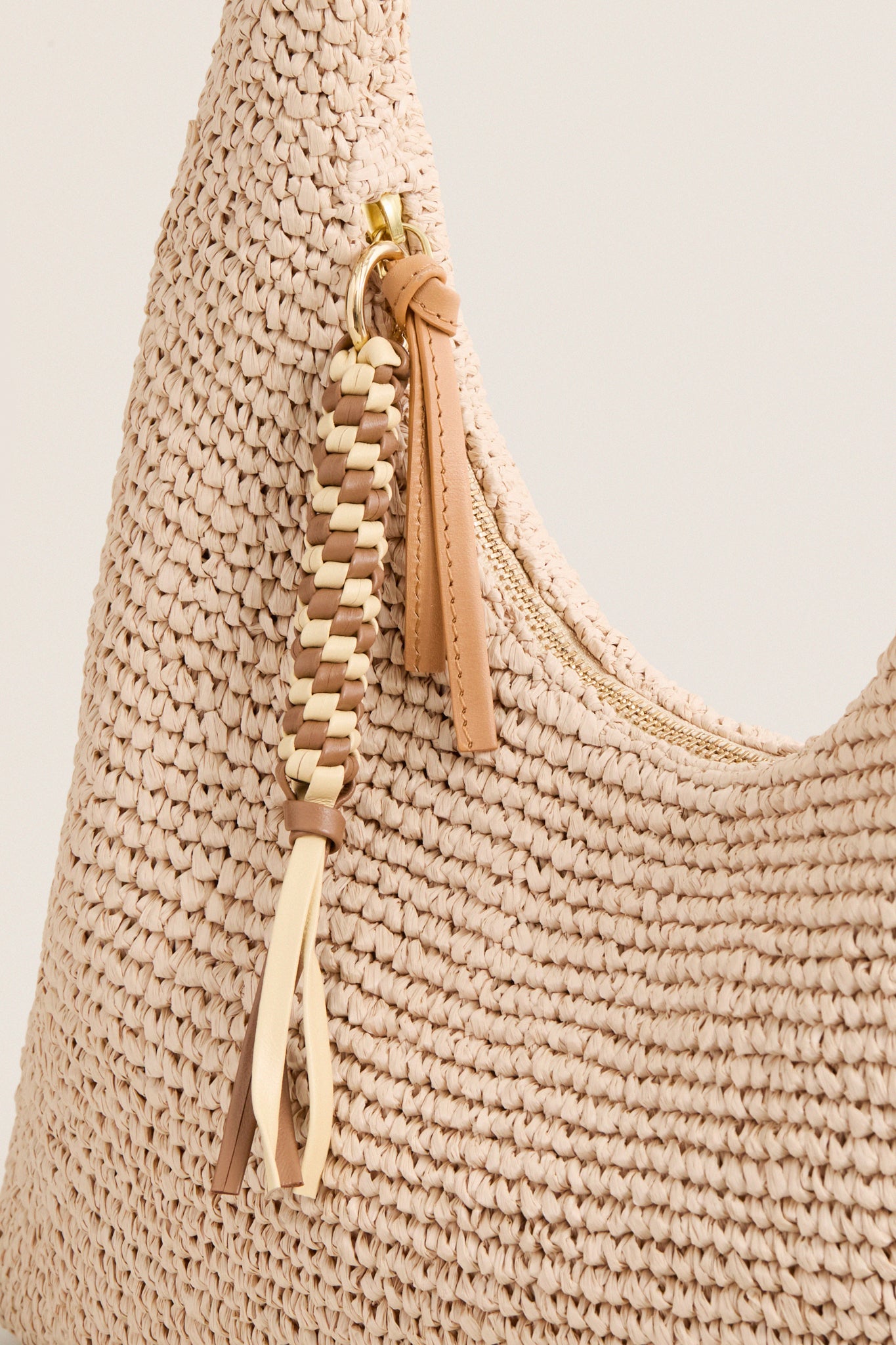Natural Crochet Raffia Willow Tote Bag