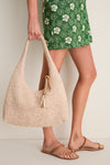 Natural Crochet Raffia Willow Tote Bag