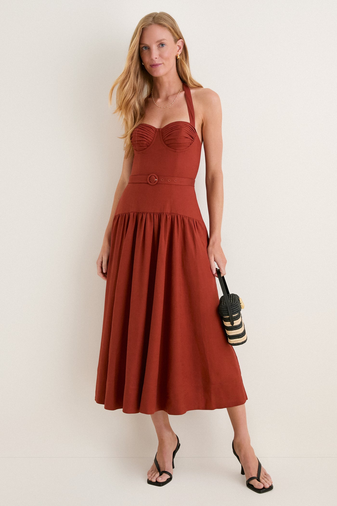 angels in america midi dress rust AllSaints Women's Laura Midi Dress, Brown, Size 6