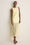 Pale Yellow Bonotto Crepe and Silk Chiffon Dress