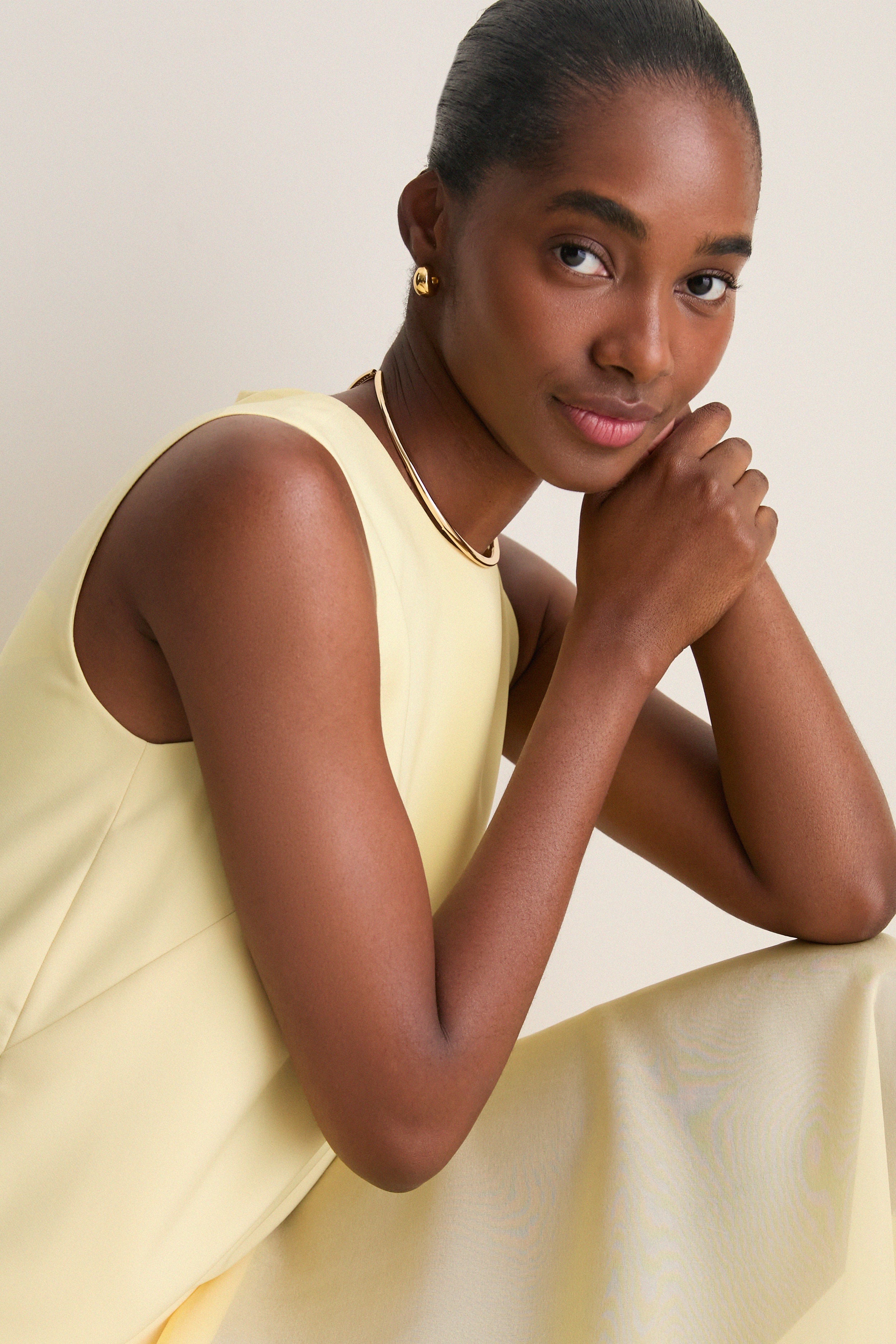 pastel yellow dress women CARA DRESS
