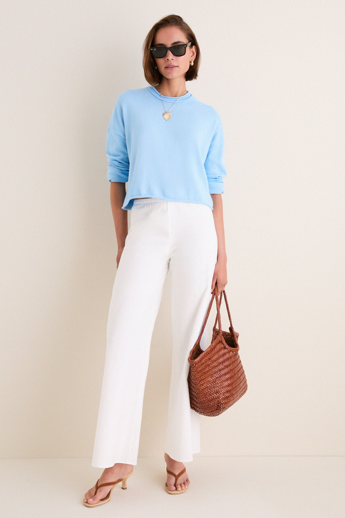White Cotton Poplin Colby Pant