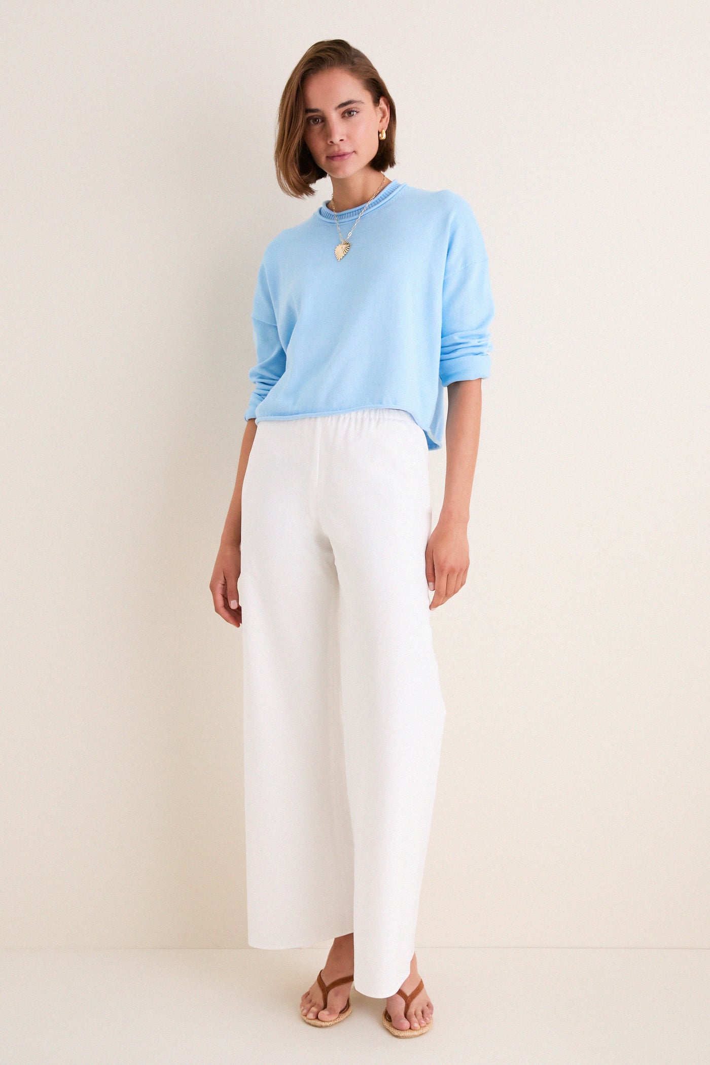 White Cotton Poplin Colby Pant