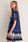 Navy Emelina Print Short Sleeve Mini Dress