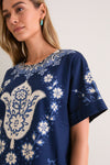 Navy Emelina Print Short Sleeve Mini Dress