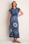 Navy Emelina Print Midi Dress