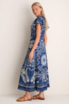 Navy Emelina Print Midi Dress