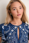 Navy Emelina Print Midi Dress