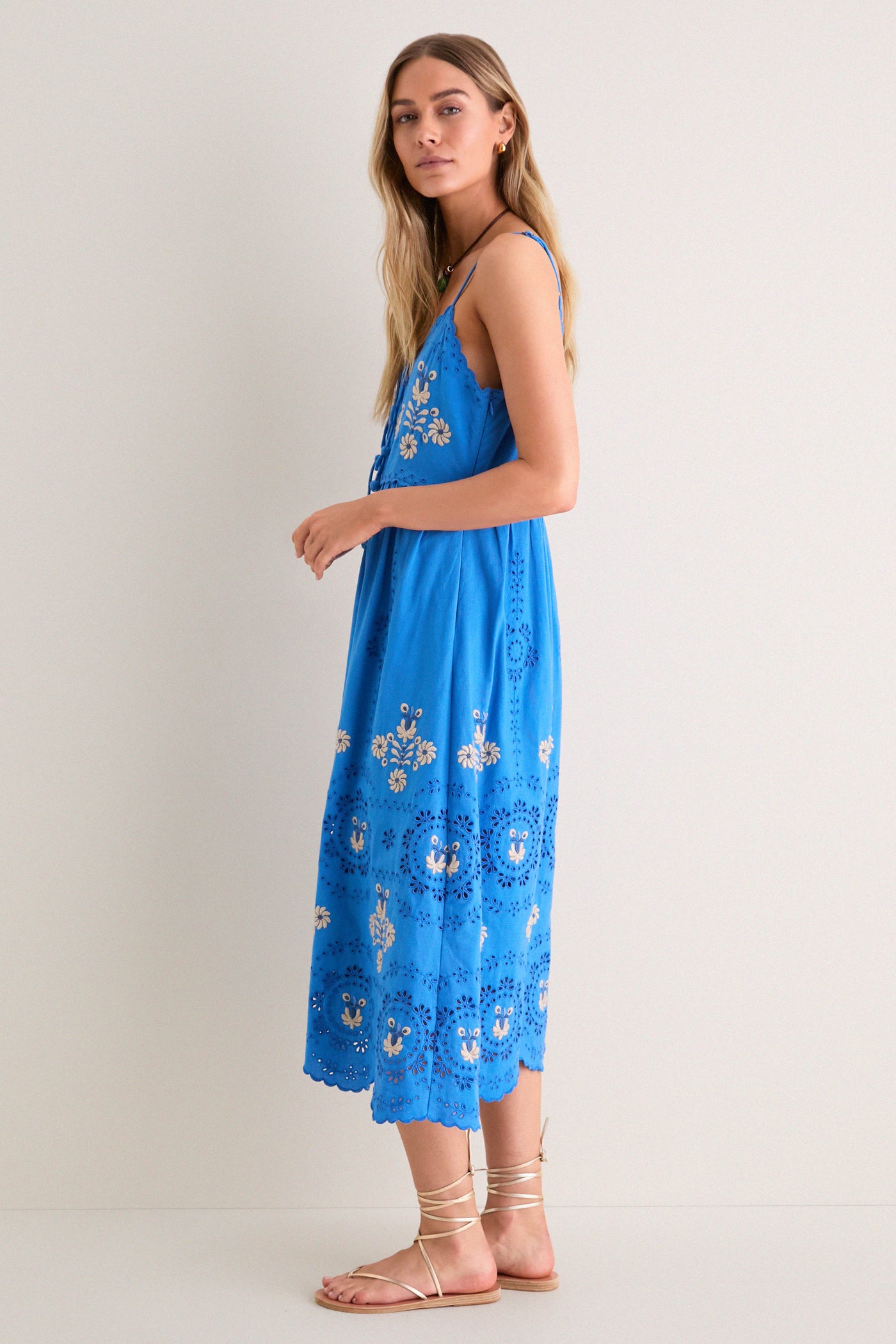 embroidered slip dress GlowEve Women's Textured Dress, Versatile Beach Vacation Wear 100% viscose Lining Blue Catharina Embroidery Slip Dress