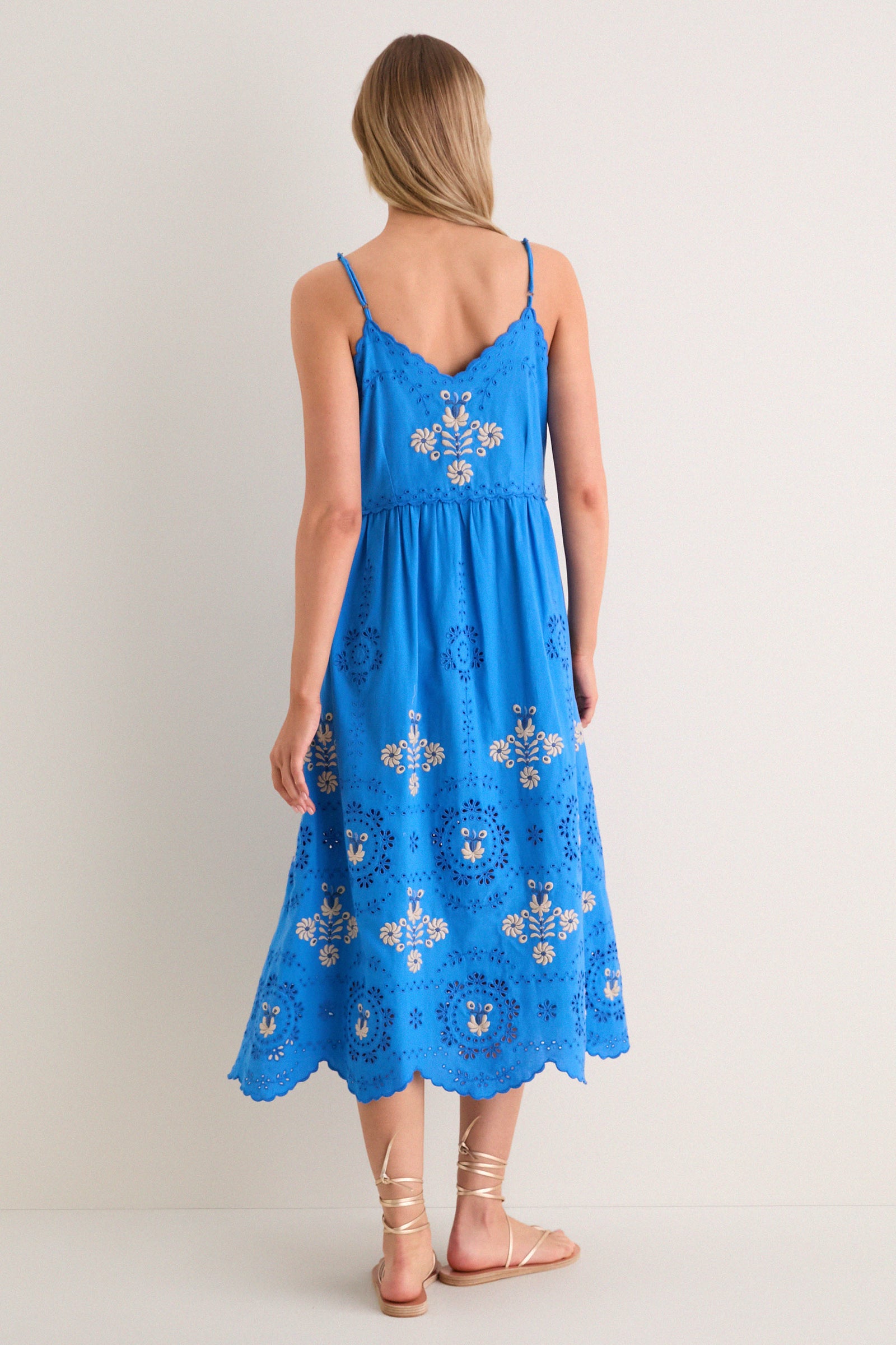 Blue Catharina Embroidery Slip Dress
