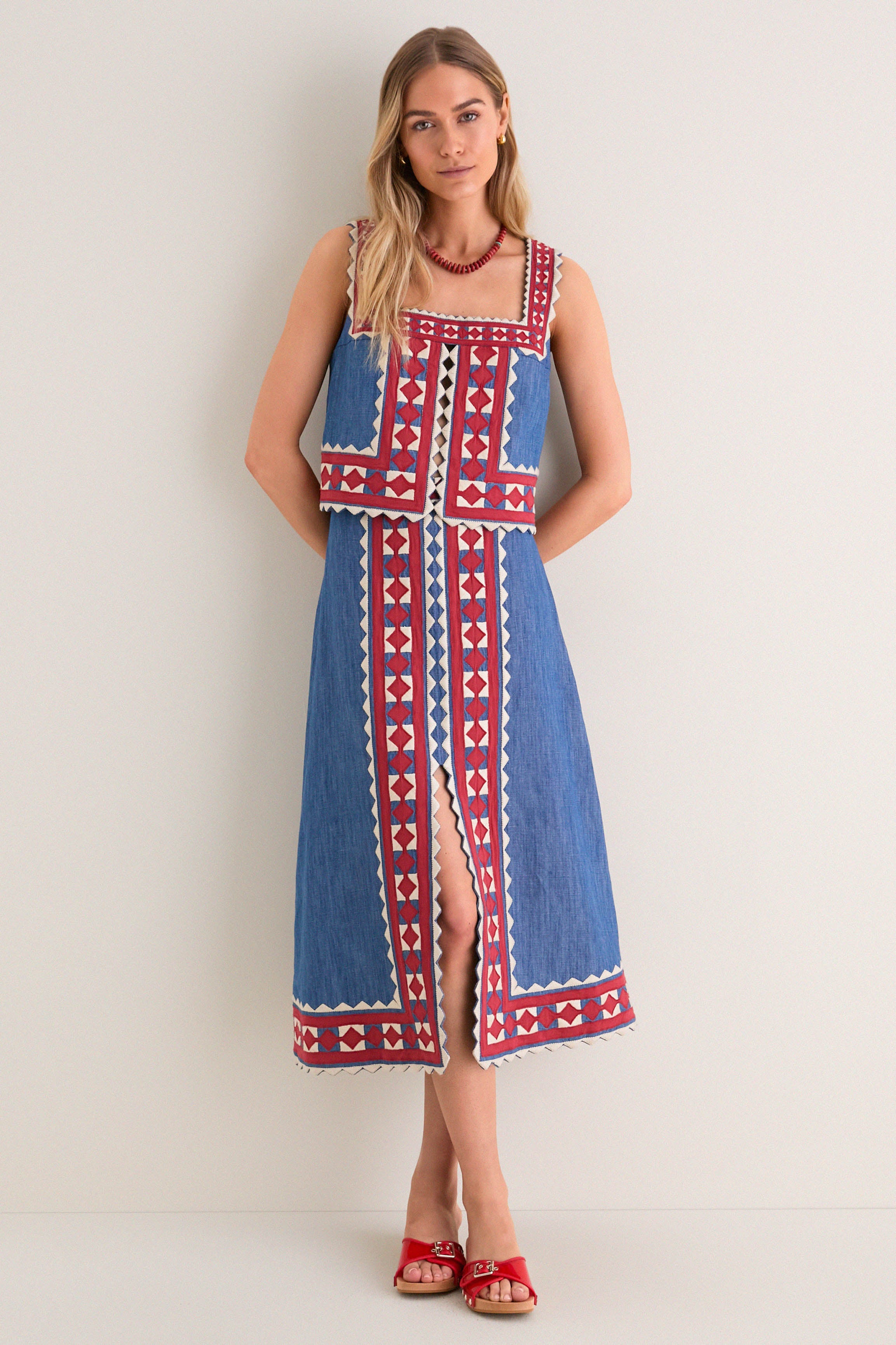 Multi Stina Chambray Sleeveless Top