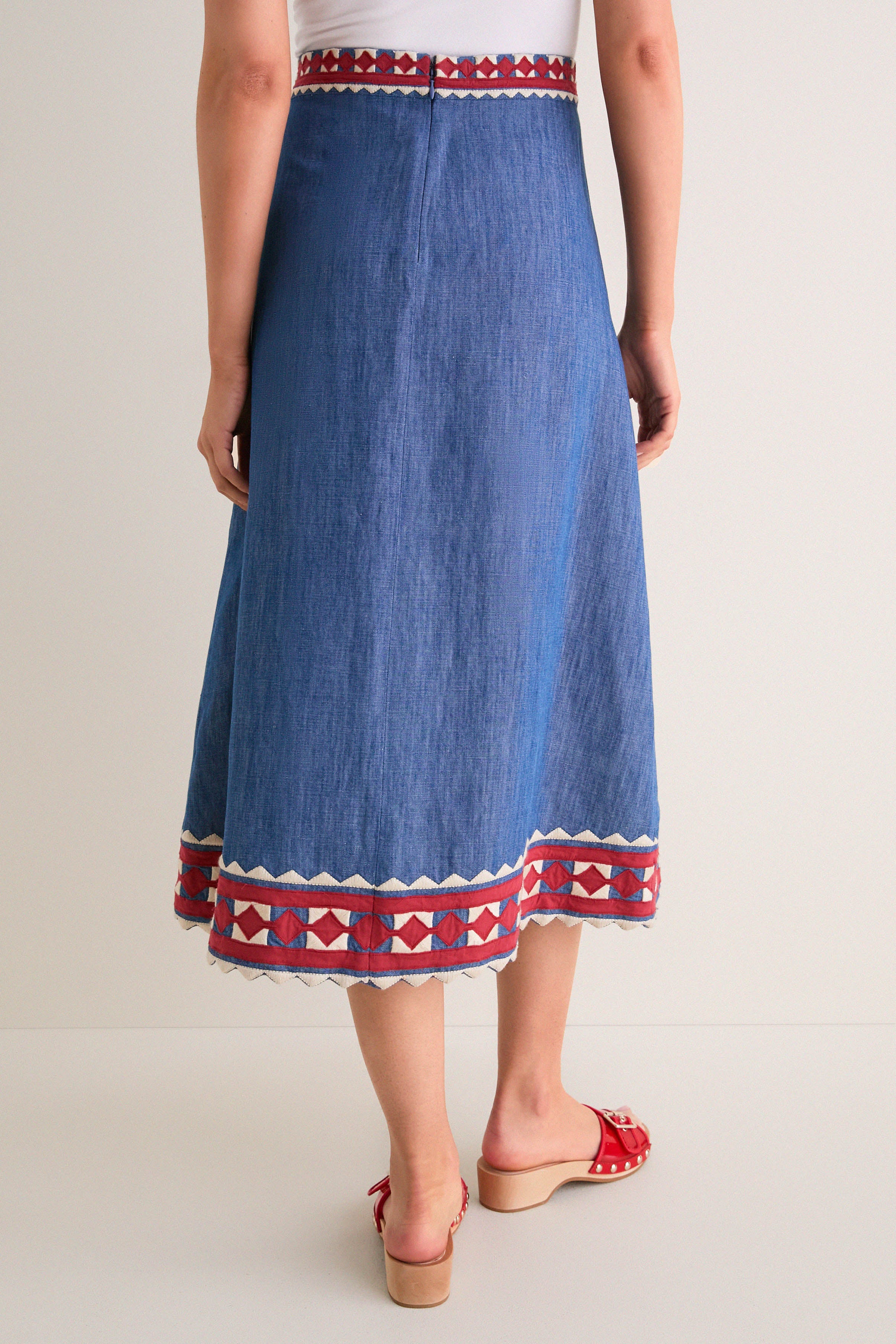Multi Stina Chambray Midi Skirt