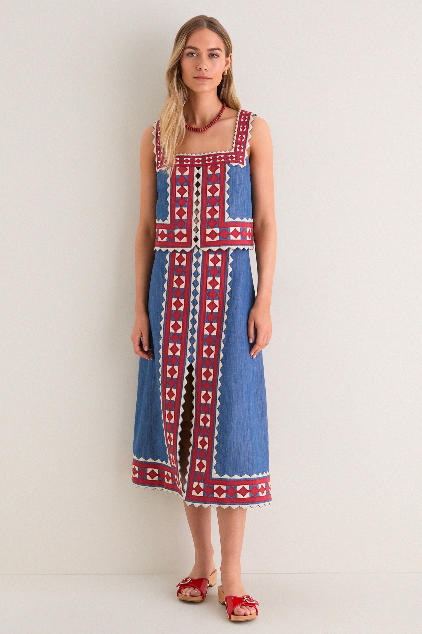 Multi Stina Chambray Midi Skirt