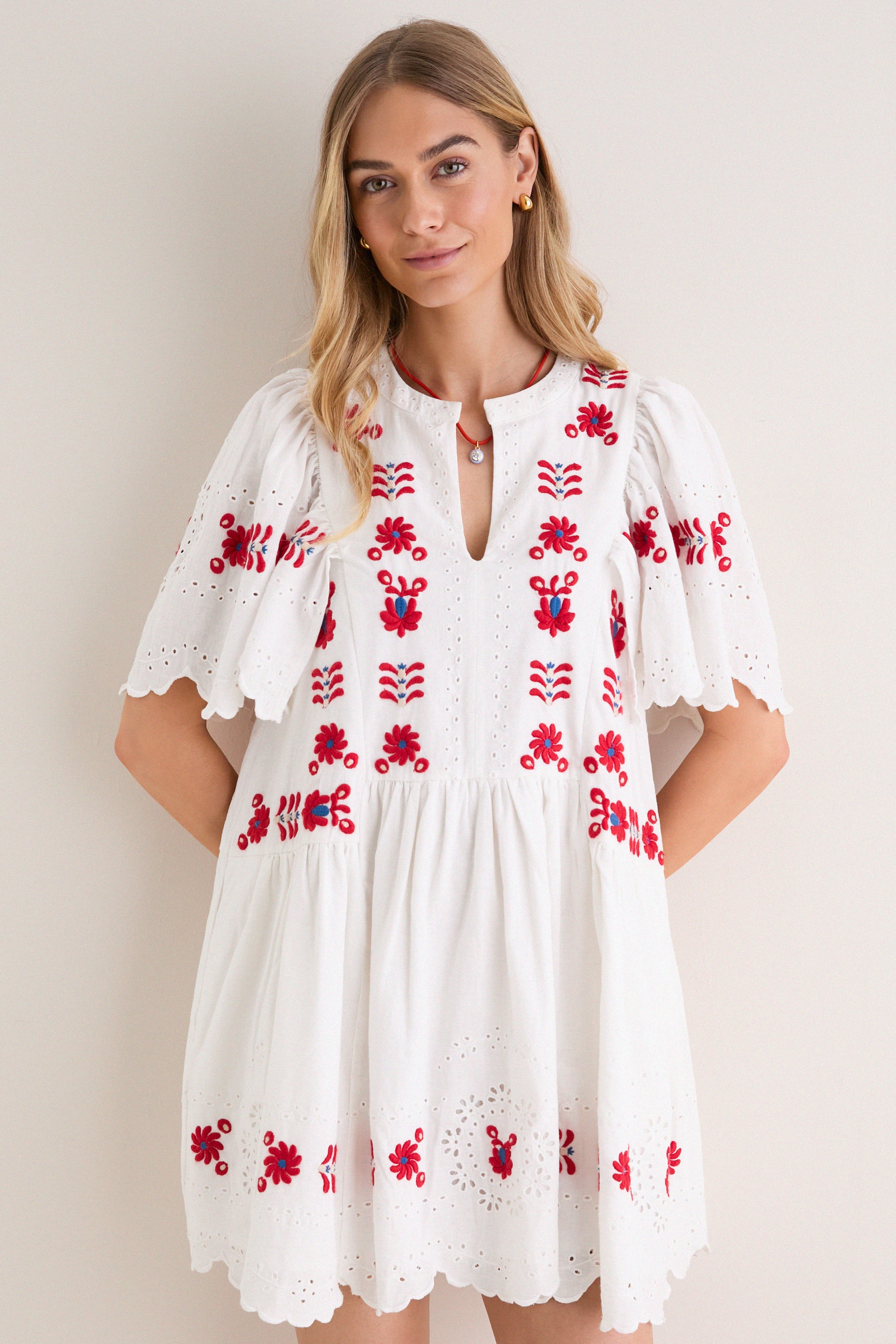 Sea New York Cream Catharina Embroidery Mini Dress Cream / M
