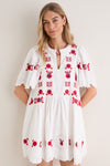 Cream Catharina Embroidery Mini Dress