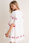 Cream Catharina Embroidery Mini Dress