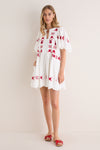 Cream Catharina Embroidery Mini Dress