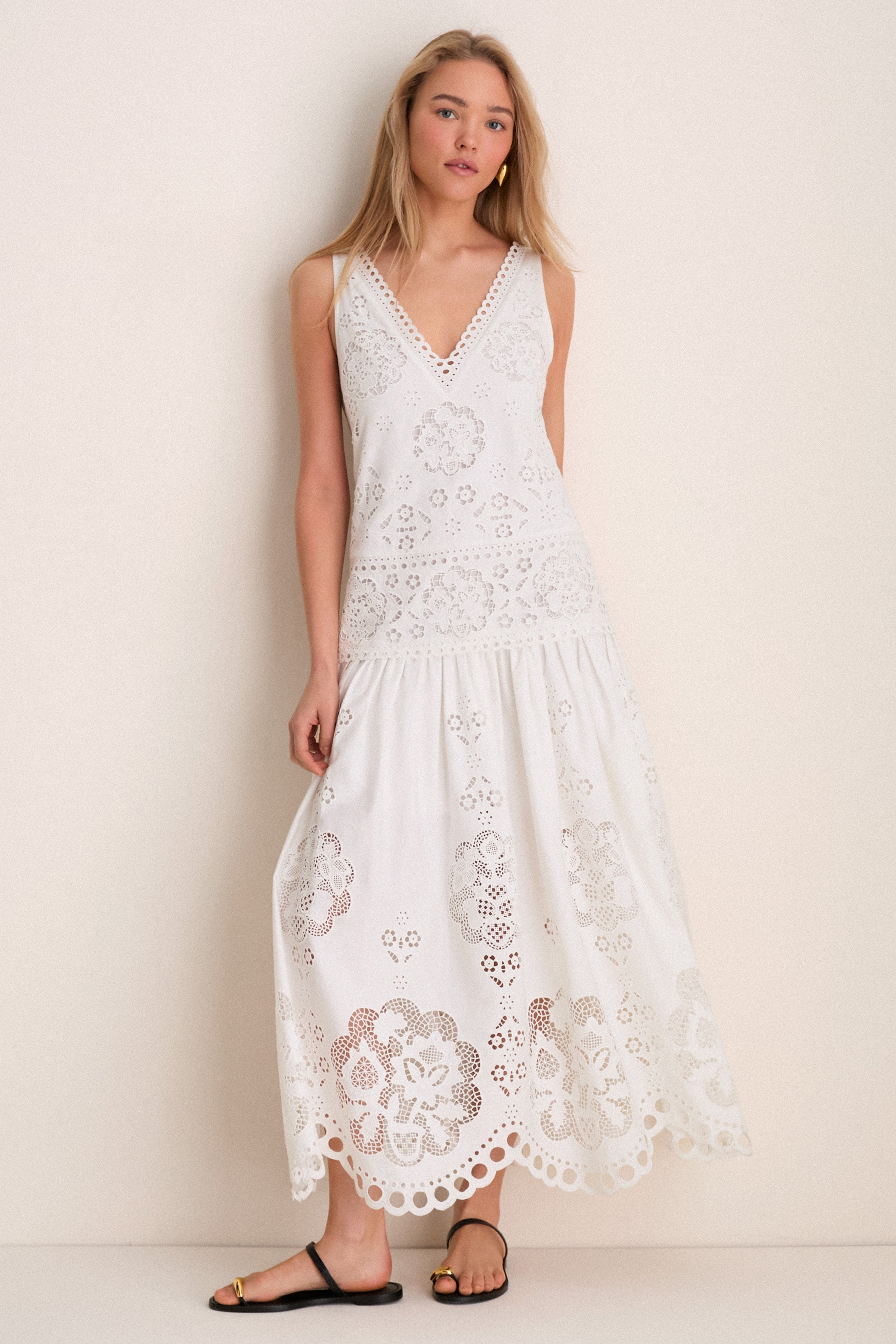 White Gardener Embroidery Maxi Dress | Sea New York