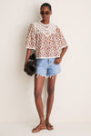 Multi Viera Print Short Sleeve Blouse