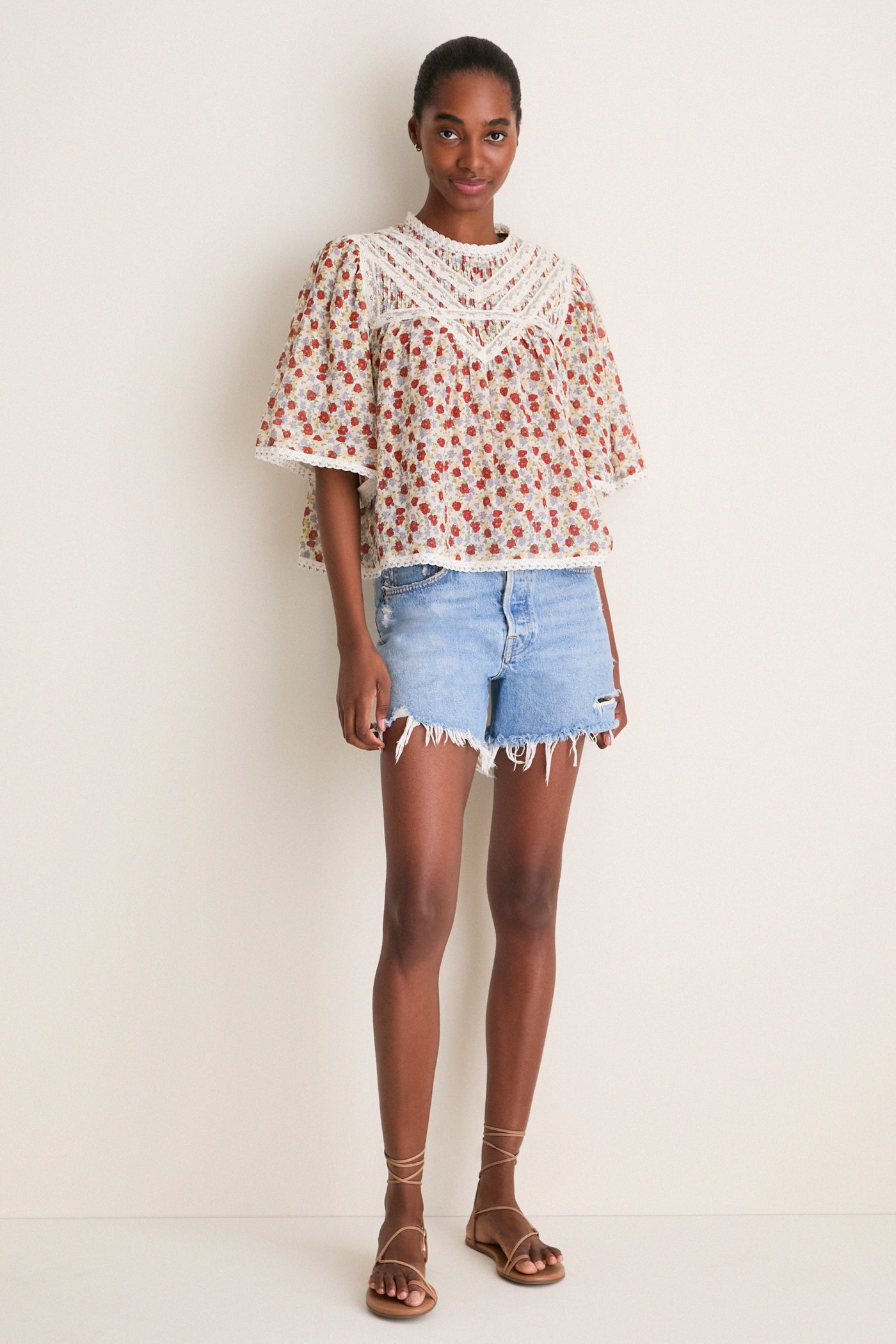 Multi Viera Print Short Sleeve Blouse