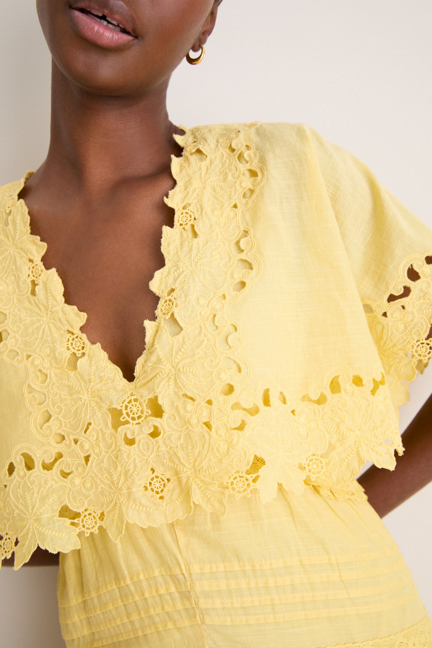 Yellow Eleannora Embroidery Dress