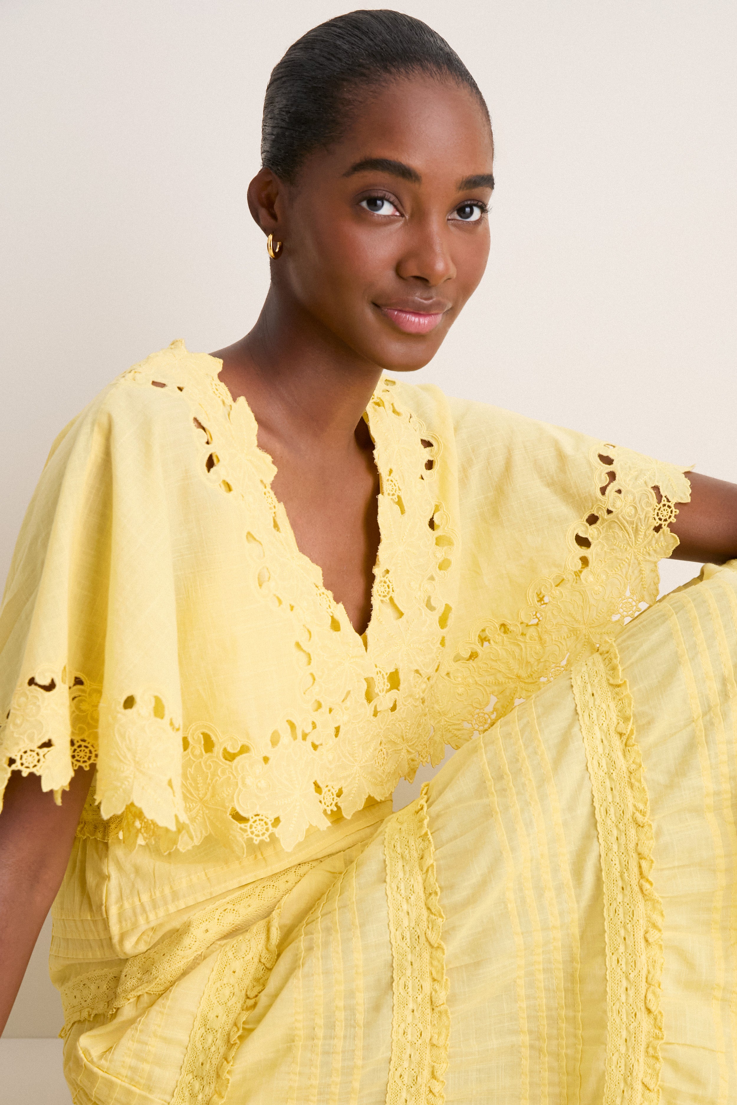 Yellow Eleannora Embroidery Dress
