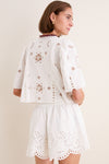 White Gardener Embroidery Short Sleeve Top