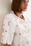 White Gardener Embroidery Short Sleeve Top
