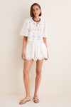 White Gardener Embroidery Short Sleeve Top