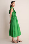 Green Eliza Solid Sleeveless Midi Dress