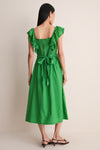Green Eliza Solid Sleeveless Midi Dress